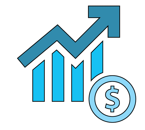 Icon of a graph indicating Increasing money and profits