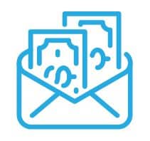 An icon of dollar bills in an envelope to show that an account holder can carry forward excess contributions and limit the annual contribution for the following year.