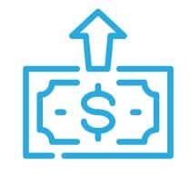 Icon of dollar bill with arrow pointing up to show withdrawing excess Self-Directed IRA contributions.
